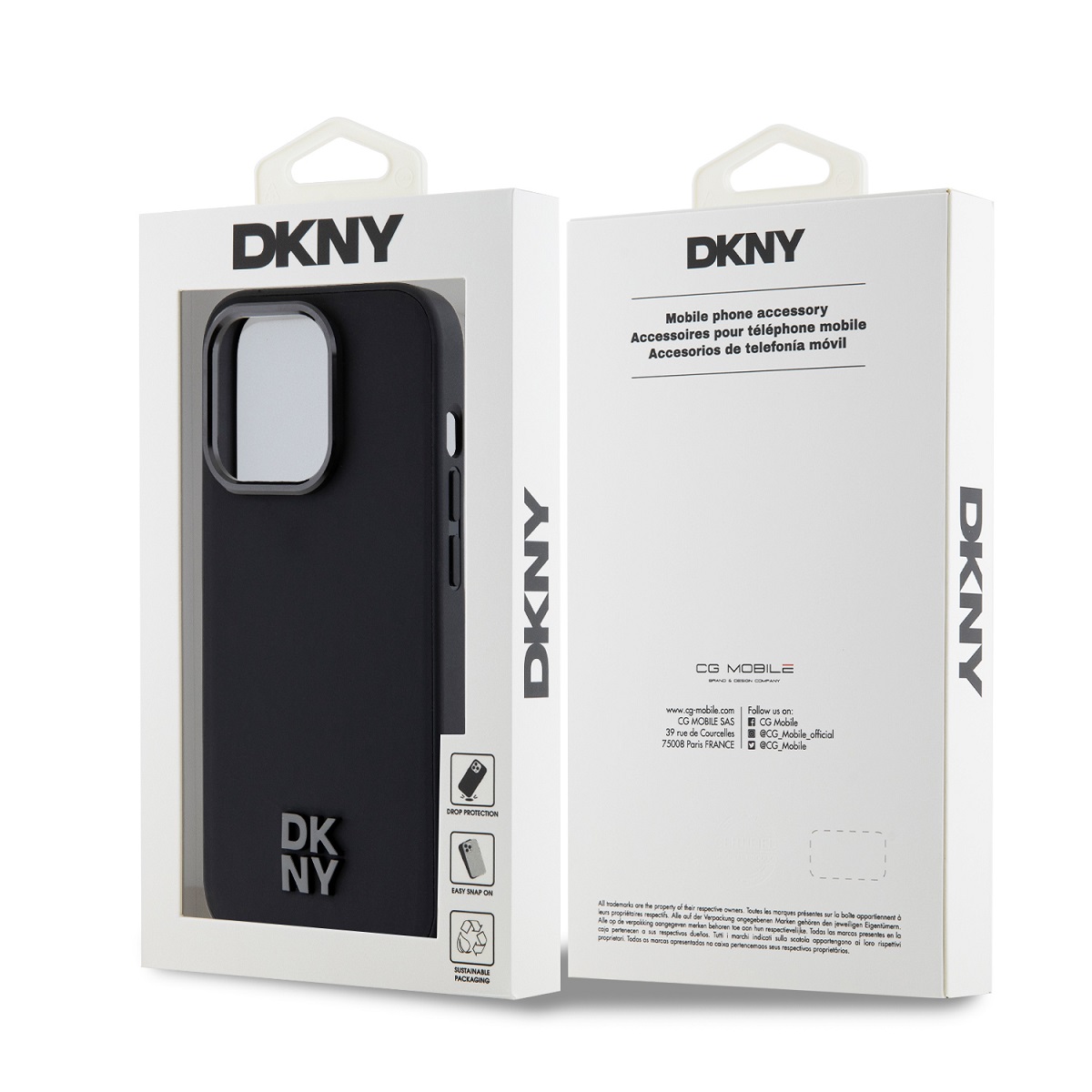 DKNY PU Leather Stack Logo Magsafe Zadní Kryt pro iPhone 15 Pro Black