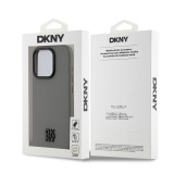 DKNY PU Leather Stack Logo Magsafe Zadní Kryt pro iPhone 15 Pro Grey