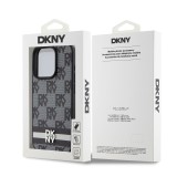 DKNY PU Leather Checkered Pattern and Stripe Zadní Kryt pro iPhone 15 Pro Black