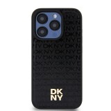 DKNY PU Leather Repeat Pattern Stack Logo Magsafe Zadní Kryt pro iPhone 15 Pro Black