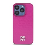 DKNY PU Leather Repeat Pattern Stack Logo Magsafe Zadní Kryt pro iPhone 15 Pro Pink