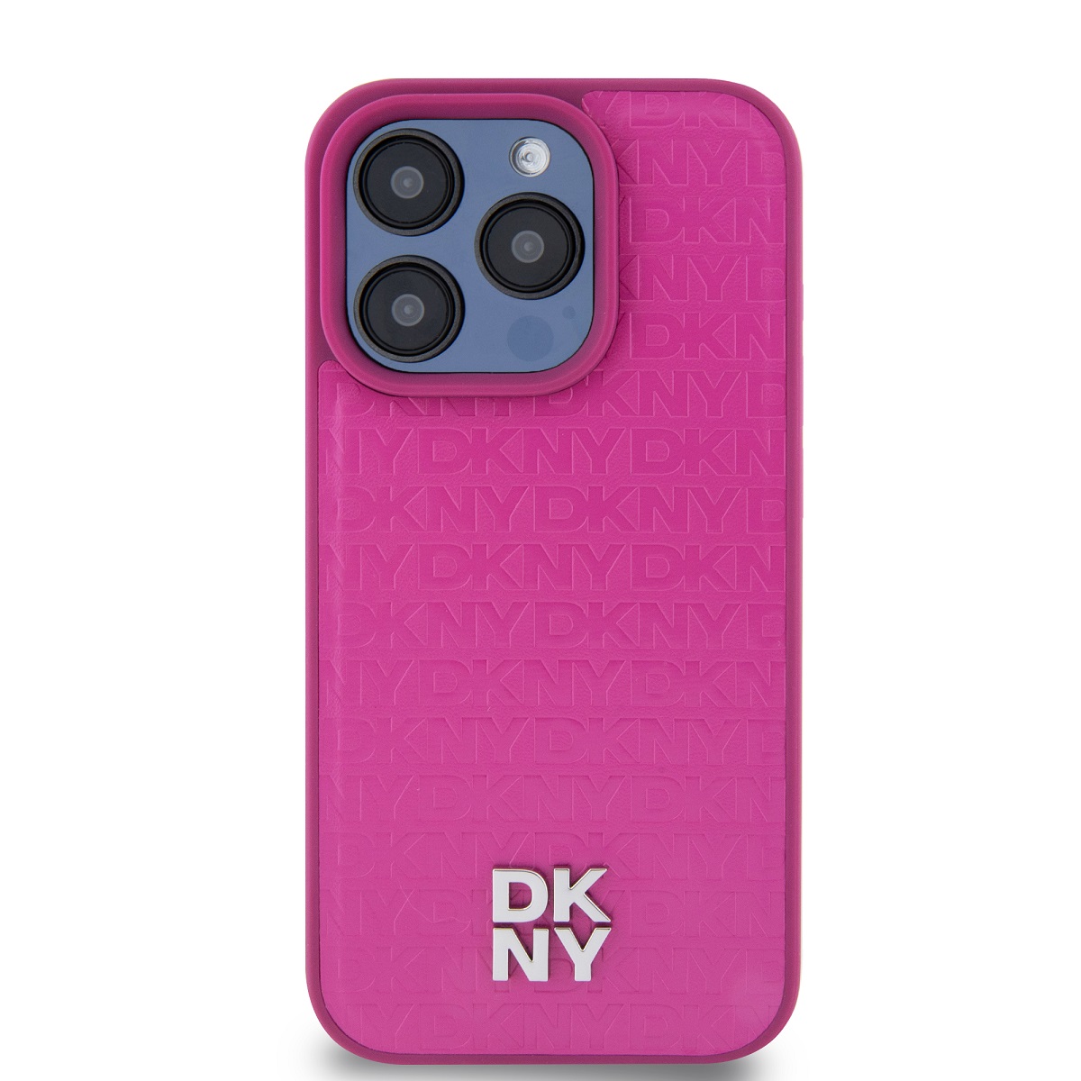 DKNY PU Leather Repeat Pattern Stack Logo Magsafe Zadní Kryt pro iPhone 15 Pro Pink