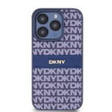 DKNY PU Leather Repeat Pattern Tonal Stripe Zadní Kryt pro iPhone 15 Pro Blue