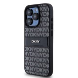 DKNY PU Leather Repeat Pattern Tonal Stripe Zadní Kryt pro iPhone 15 Pro Black