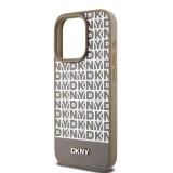 DKNY PU Leather Repeat Pattern Bottom Stripe Zadní Kryt pro iPhone 15 Pro Brown