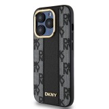 DKNY PU Leather Checkered Pattern Magsafe Zadní Kryt pro iPhone 15 Pro Black