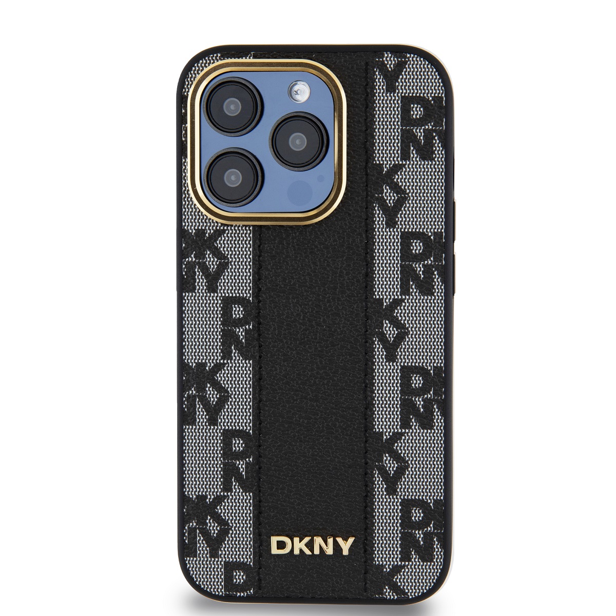 Levně Zadní kryt DKNY PU Leather Checkered Pattern Magsafe pro Apple iPhone 15 Pro, černá