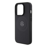 Mercedes Leather Crossed Line Pattern MagSafe Zadní Kryt pro iPhone 15 Pro Black 