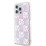 DKNY Liquid Glitter Checkered Pattern Zadní Kryt pro iPhone 15 Pro Max Pink