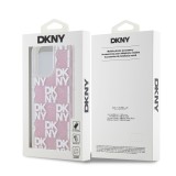 DKNY Liquid Glitter Checkered Pattern Zadní Kryt pro iPhone 15 Pro Max Pink