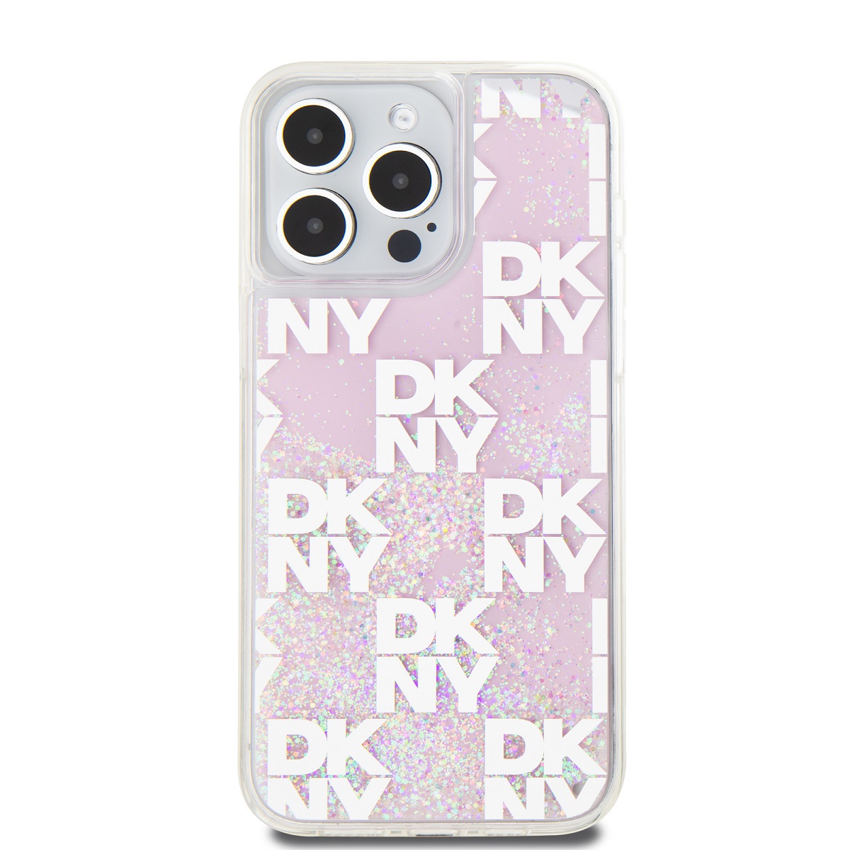 Levně Zadní kryt DKNY Liquid Glitter Checkered Pattern pro Apple iPhone 15 Pro Max, růžová