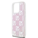 DKNY Liquid Glitter Checkered Pattern Zadní Kryt pro iPhone 15 Pro Pink