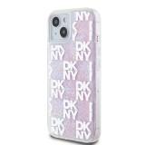 DKNY Liquid Glitter Checkered Pattern Zadní Kryt pro iPhone 15 Pink