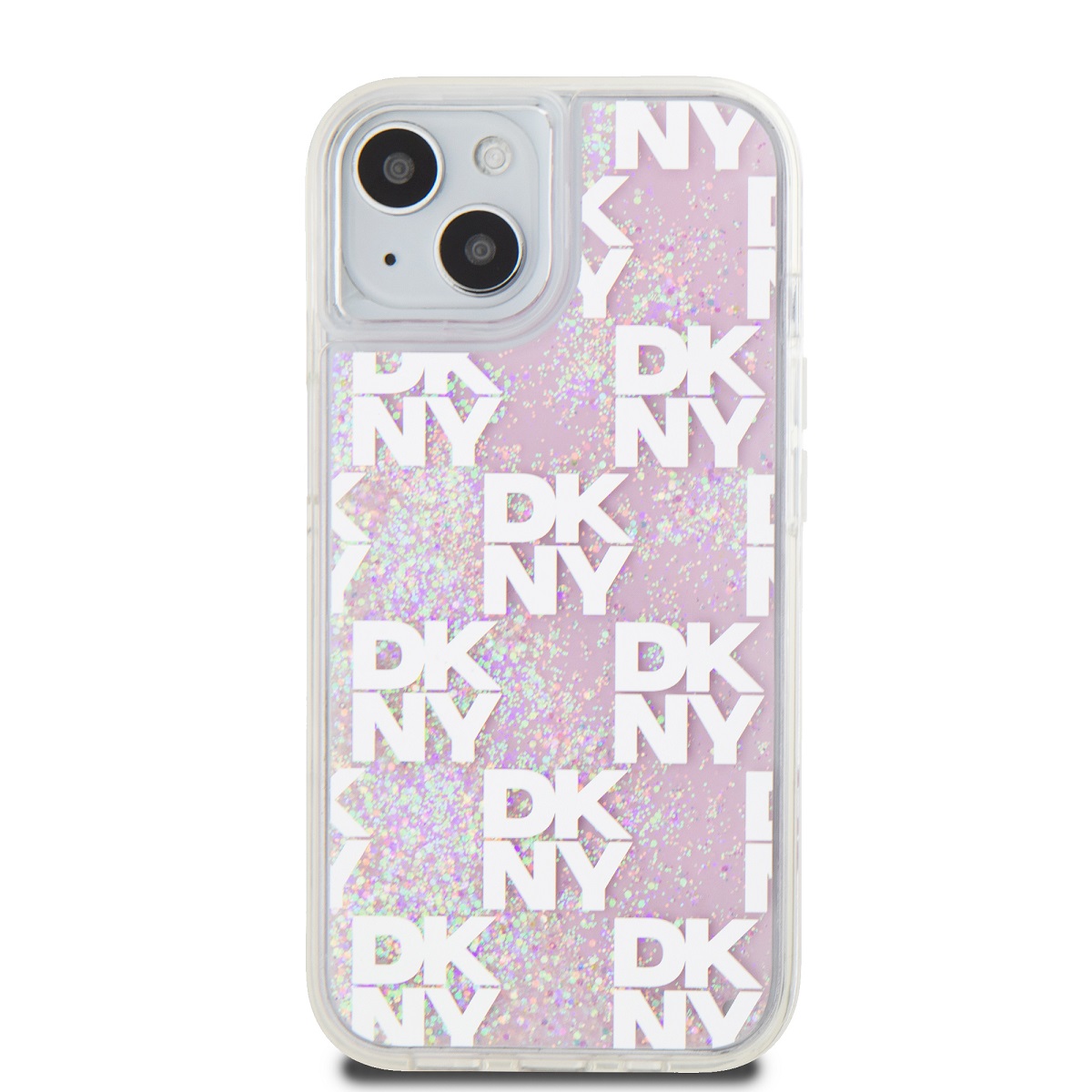 Zadní kryt DKNY Liquid Glitter Checkered Pattern pro Apple iPhone 15, růžová