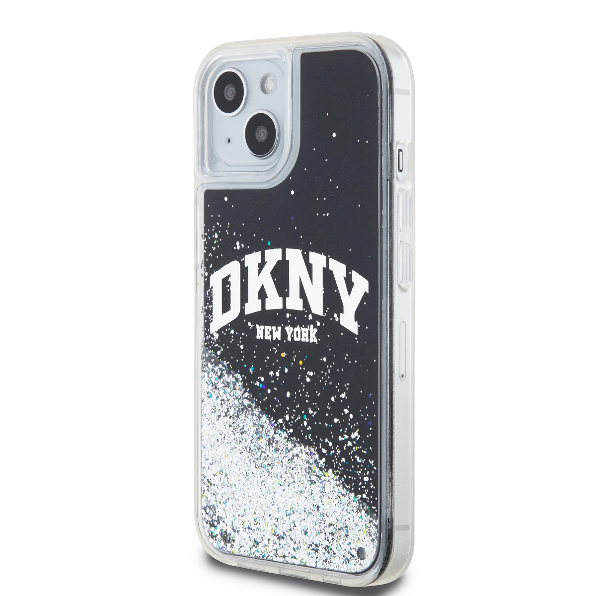 DKNY Liquid Glitter Arch Logo Zadní Kryt pro iPhone 15 Black