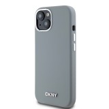 DKNY Liquid Silicone Silver Metal Logo Magsafe Zadní Kryt pro iPhone 15 Grey