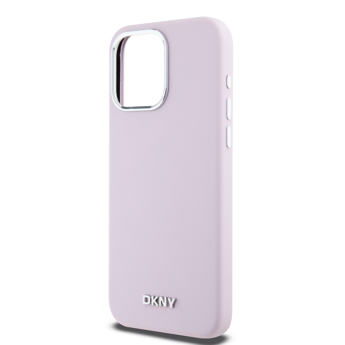 DKNY Liquid Silicone Silver Metal Logo Magsafe Zadní Kryt pro iPhone 15 Pro Max Pink