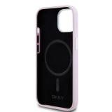 DKNY Liquid Silicone Silver Metal Logo Magsafe Zadní Kryt pro iPhone 15 Pink