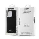 DKNY Liquid Silicone Silver Metal Logo Magsafe Zadní Kryt pro iPhone 15 Pro Black