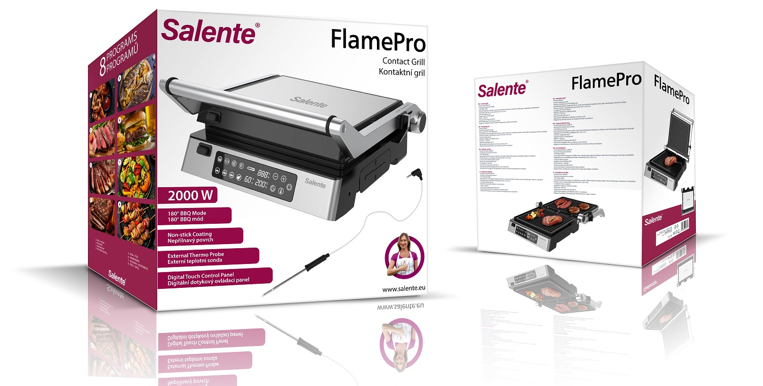 Salente FlamePro kontaktní gril s externí teplotní sondou