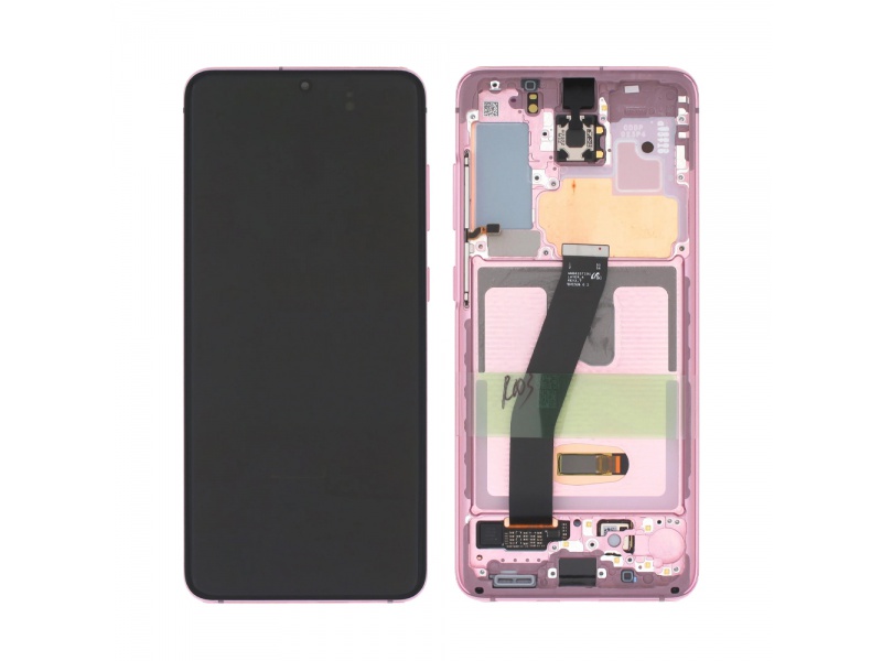 LCD + dotyk + rámeček pro Samsung Galaxy S20 bez kamery, pink
