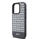 DKNY PU Leather Repeat Pattern Bottom Stripe Zadní Kryt pro iPhone 15 Pro Max Black