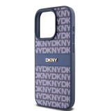 DKNY PU Leather Repeat Pattern Tonal Stripe Zadní Kryt pro iPhone 14 Pro Max Blue