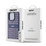 DKNY PU Leather Repeat Pattern Tonal Stripe Zadní Kryt pro iPhone 14 Pro Blue