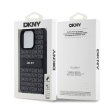 DKNY PU Leather Repeat Pattern Tonal Stripe Zadní Kryt pro iPhone 14 Pro Max Black