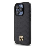 DKNY PU Leather Repeat Pattern Stack Logo Magsafe Zadní Kryt pro iPhone 14 Pro Max Black