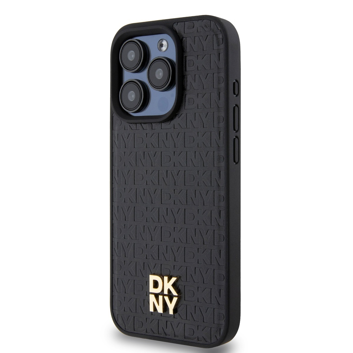 Zadní kryt DKNY PU Leather Repeat Pattern Stack Logo Magsafe pro Apple iPhone 14 Pro Max, černá