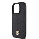 DKNY PU Leather Repeat Pattern Stack Logo Magsafe Zadní Kryt pro iPhone 14 Pro Black