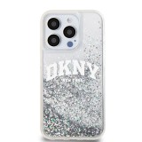 DKNY Liquid Glitter Arch Logo Zadní Kryt pro iPhone 14 Pro Transparent