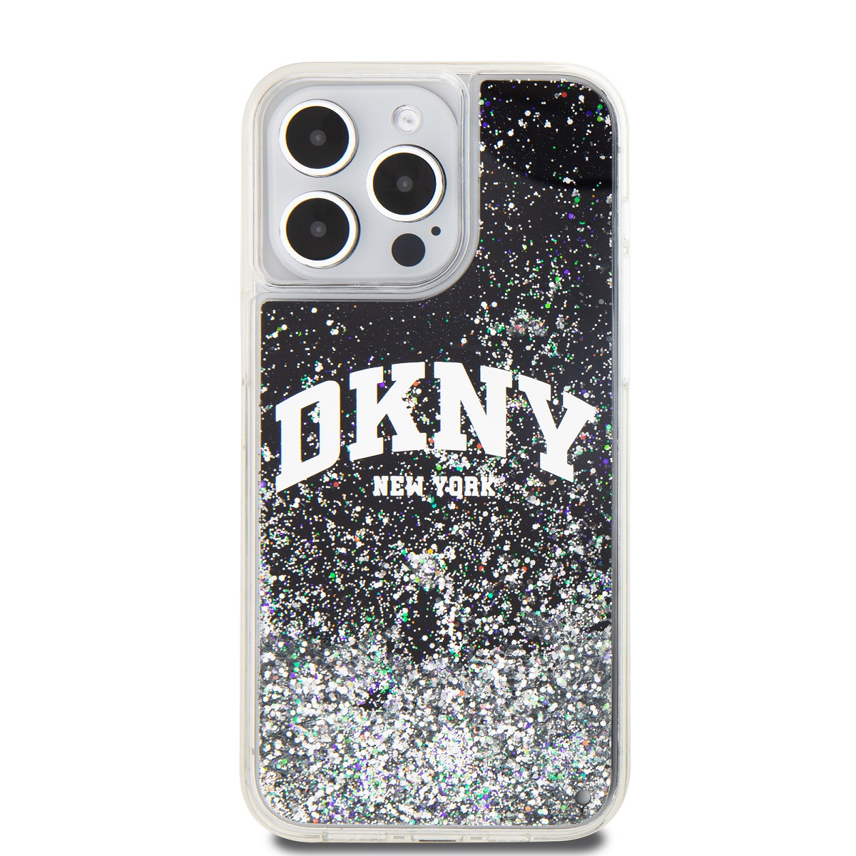 DKNY Liquid Glitter Arch Logo Zadní Kryt pro iPhone 14 Pro Max Black