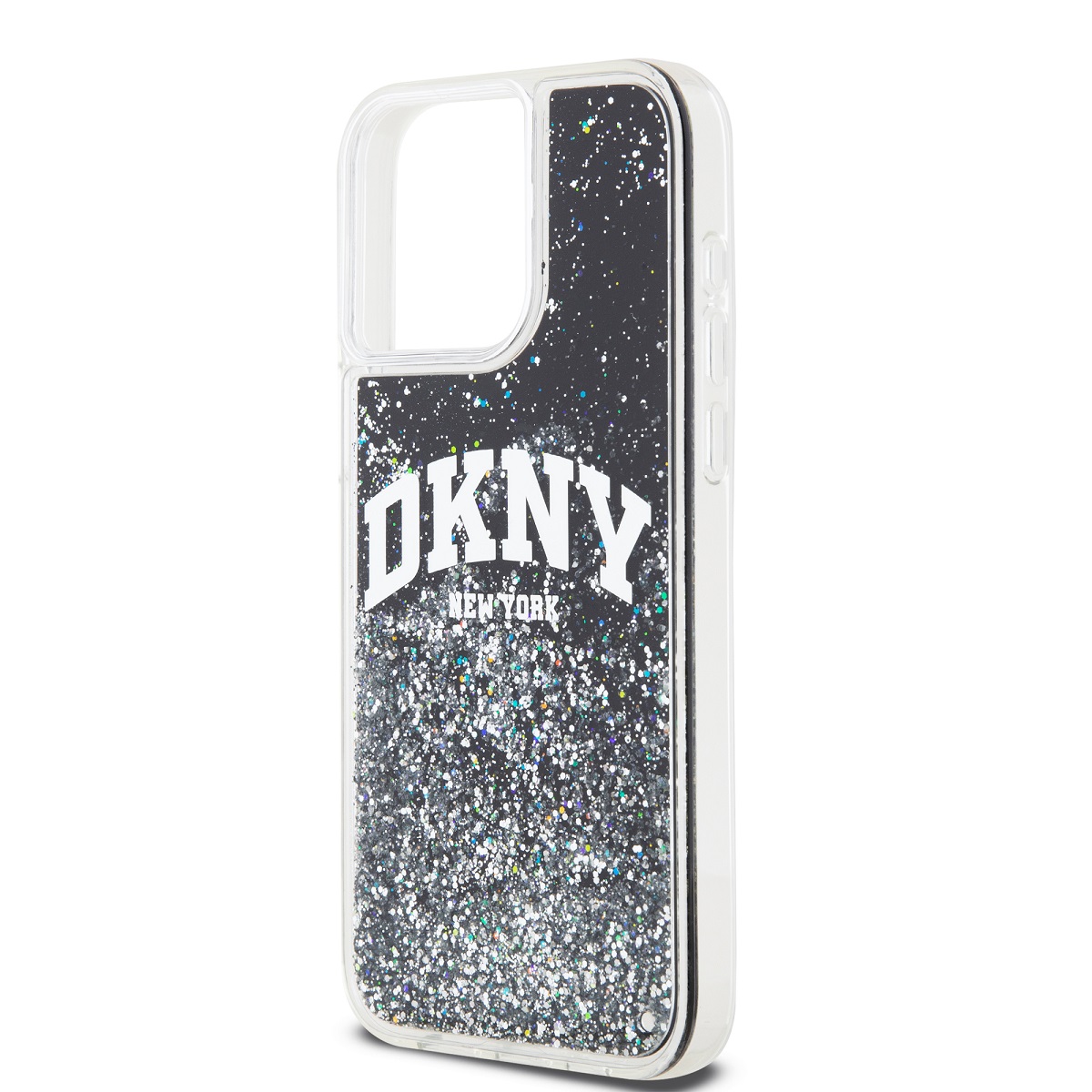 DKNY Liquid Glitter Arch Logo Zadní Kryt pro iPhone 14 Pro Max Black