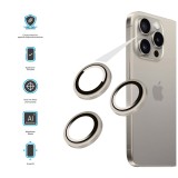 Ochranná skla čoček fotoaparátů FIXED Camera Glass pro Apple iPhone 15 Pro/15 Pro Max, přírodní titan