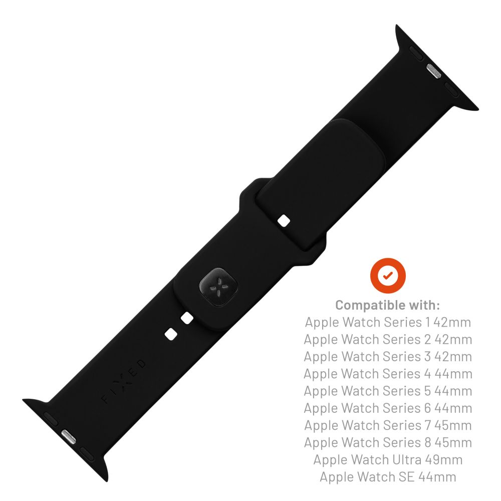 Set silikonových řemínků FIXED Silicone Sporty Strap pro Apple Watch 42/44/45mm, černý