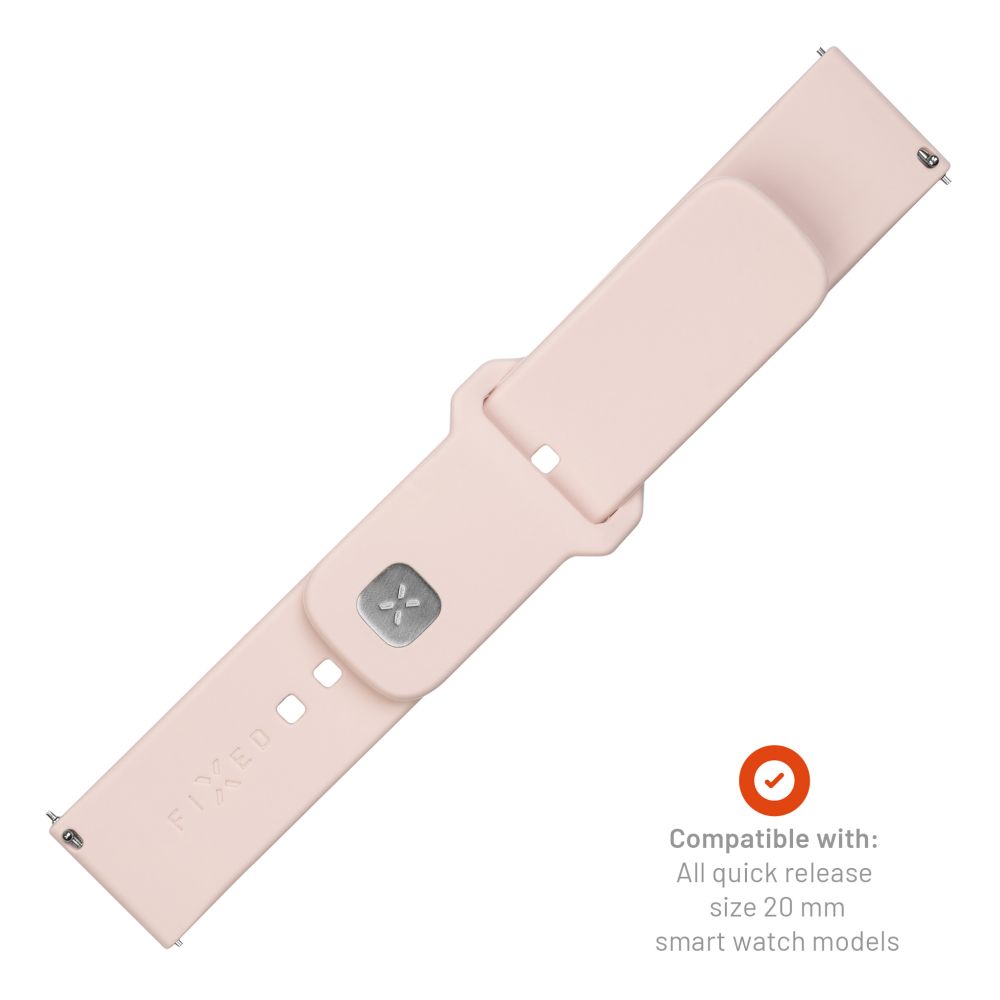 Set silikonových řemínků FIXED Silicone Sporty Strap s Quick Release 20mm pro smartwatch, růžová