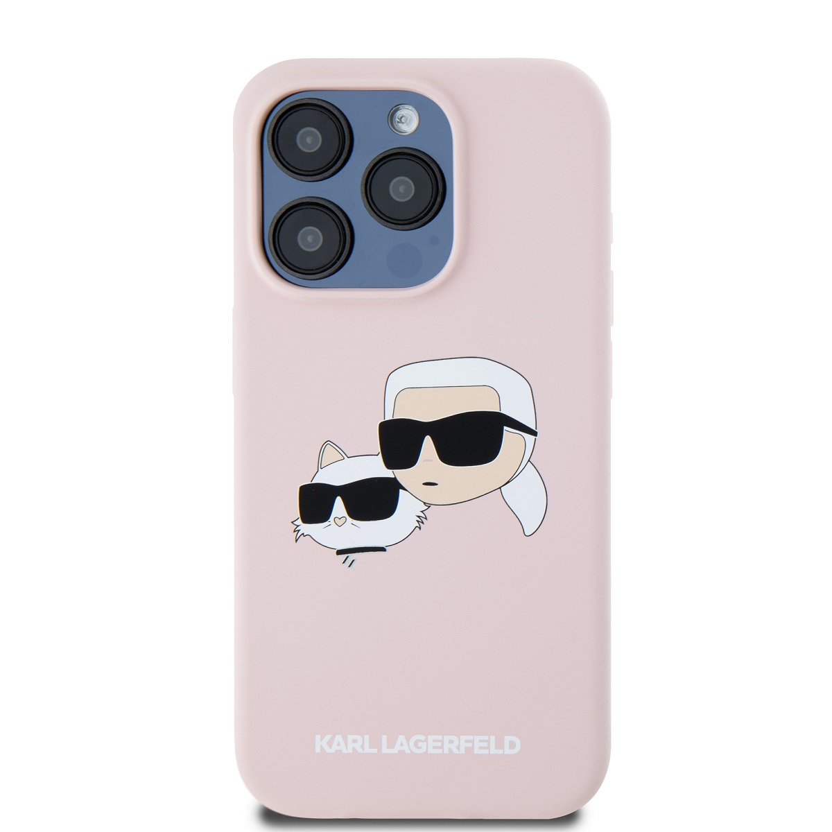 Zadní kryt Karl Lagerfeld Liquid Silicone Double Heads Magsafe pro Apple iPhone 15 Pro, růžová