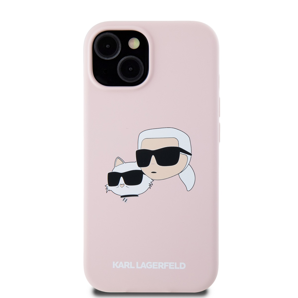 Zadní kryt Karl Lagerfeld Liquid Silicone Double Heads Magsafe pro Apple iPhone 15, růžová