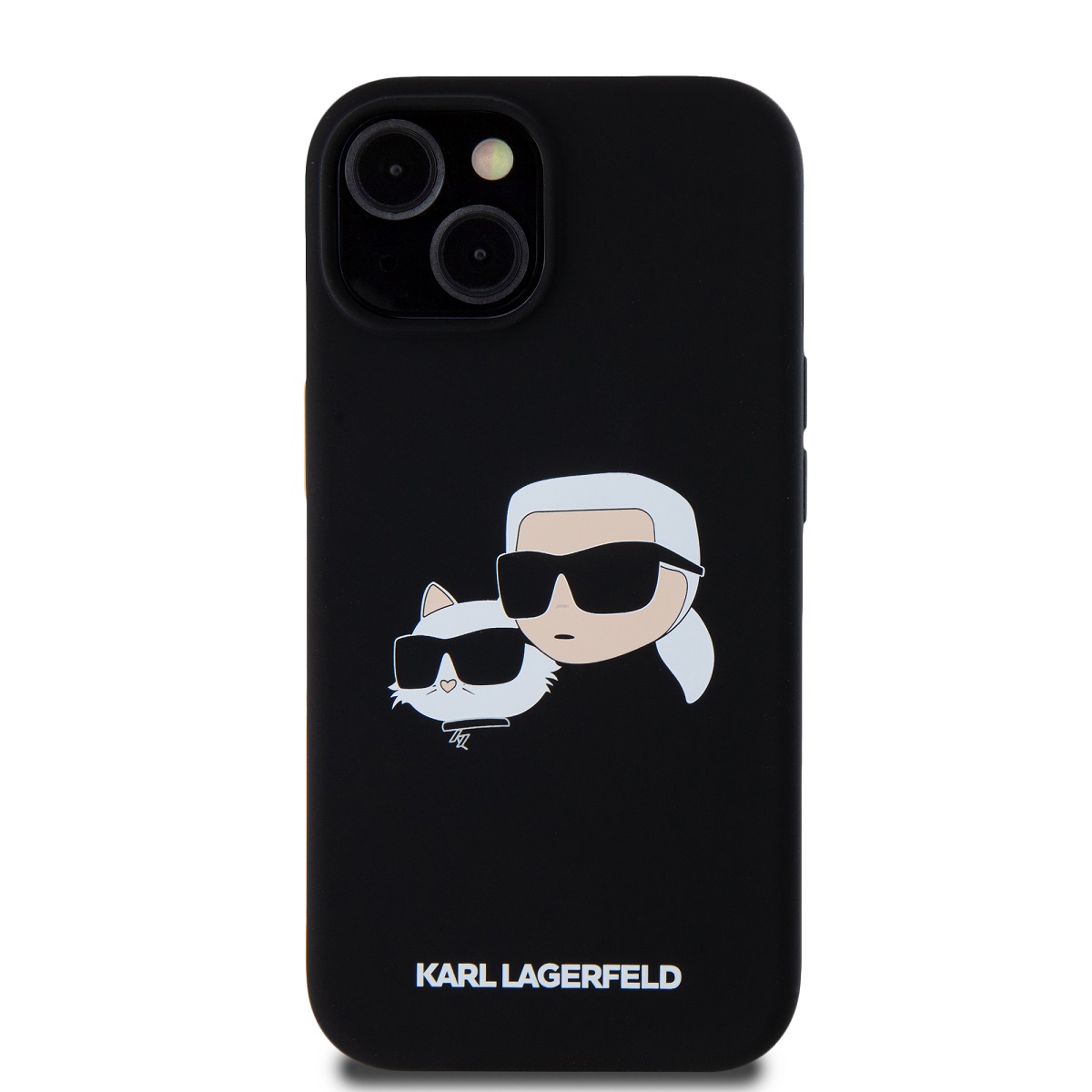 Zadní kryt Karl Lagerfeld Liquid Silicone Double Heads Magsafe pro Apple iPhone 15, černá