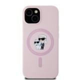 Karl Lagerfeld Liquid Silicone Karl and Choupette Magsafe Zadní Kryt pro iPhone 15 Pink