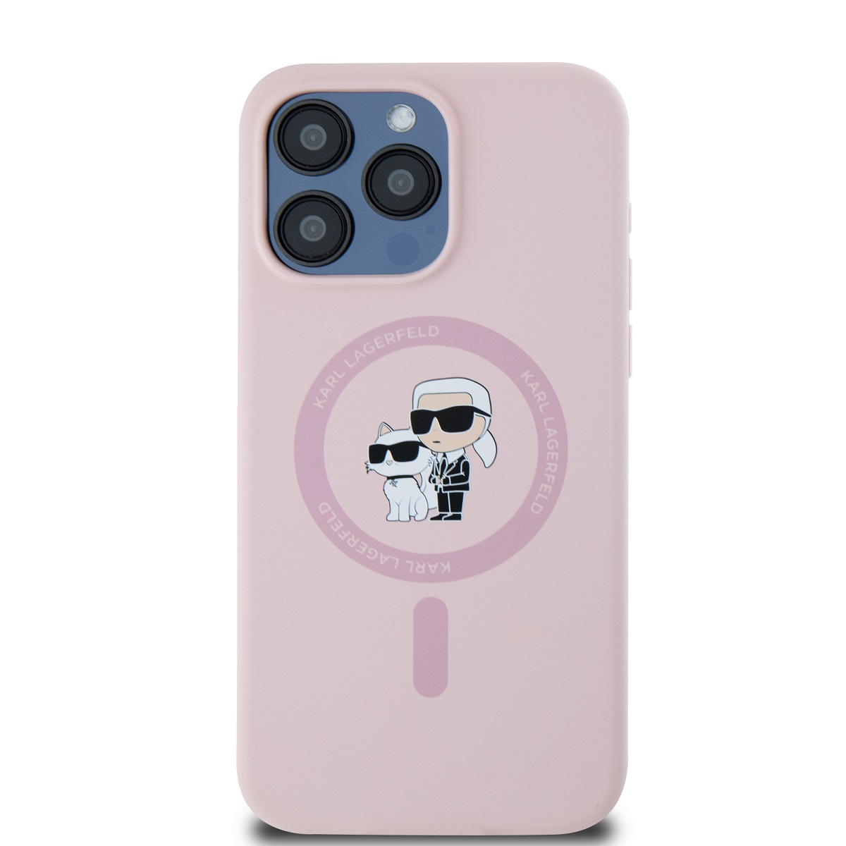 Karl Lagerfeld Liquid Silicone Karl and Choupette Magsafe Zadní Kryt pro iPhone 14 Pro Max Pink