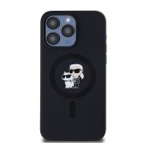 Karl Lagerfeld Liquid Silicone Karl and Choupette Magsafe Zadní Kryt pro iPhone 15 Pro Max Black