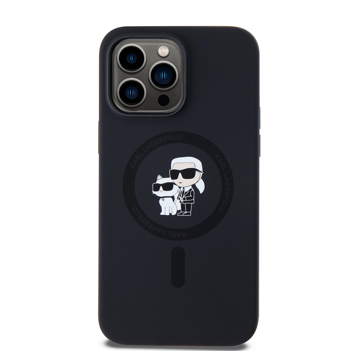 Karl Lagerfeld Liquid Silicone Karl and Choupette Magsafe Zadní Kryt pro iPhone 14 Pro Max Black