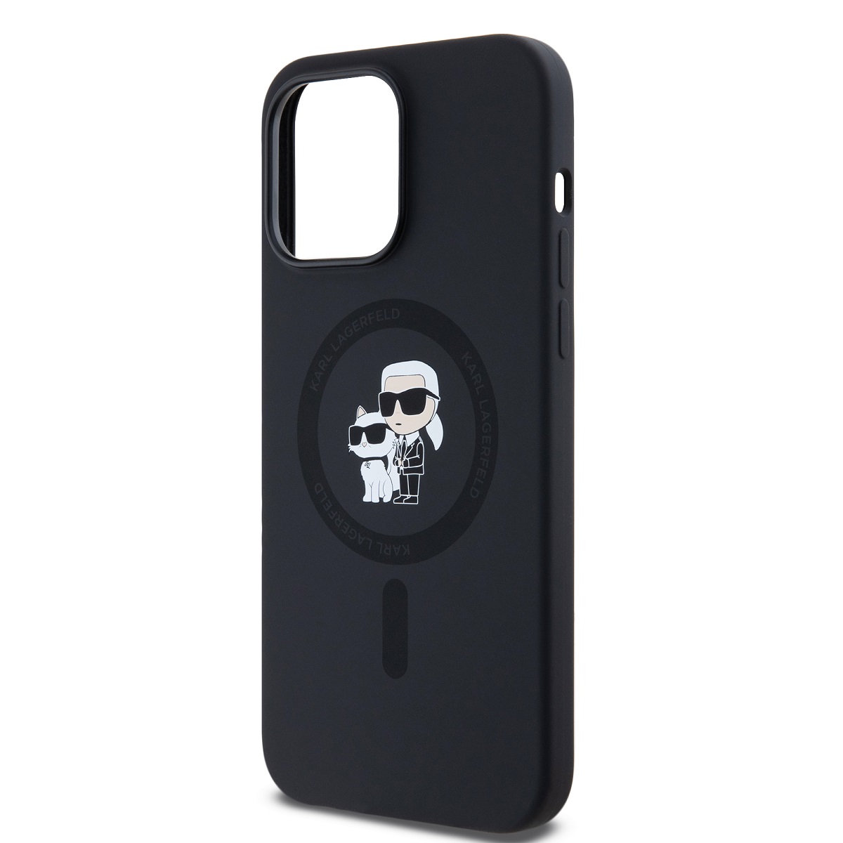 Karl Lagerfeld Liquid Silicone Karl and Choupette Magsafe Zadní Kryt pro iPhone 14 Pro Max Black