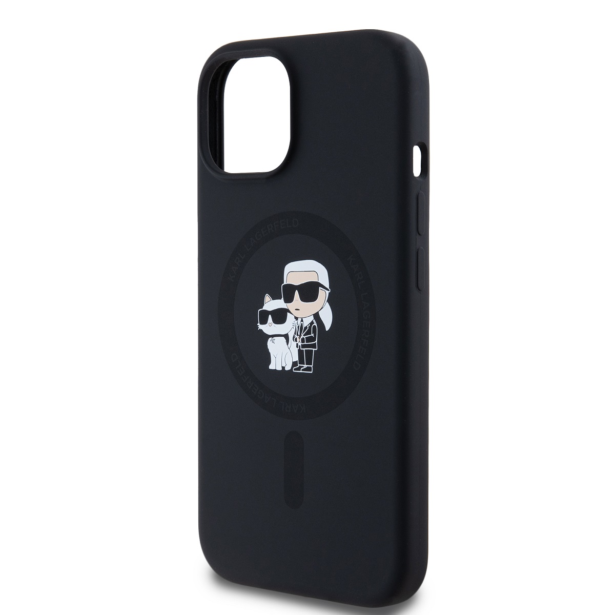 Karl Lagerfeld Liquid Silicone Karl and Choupette Magsafe Zadní Kryt pro iPhone 14 Black
