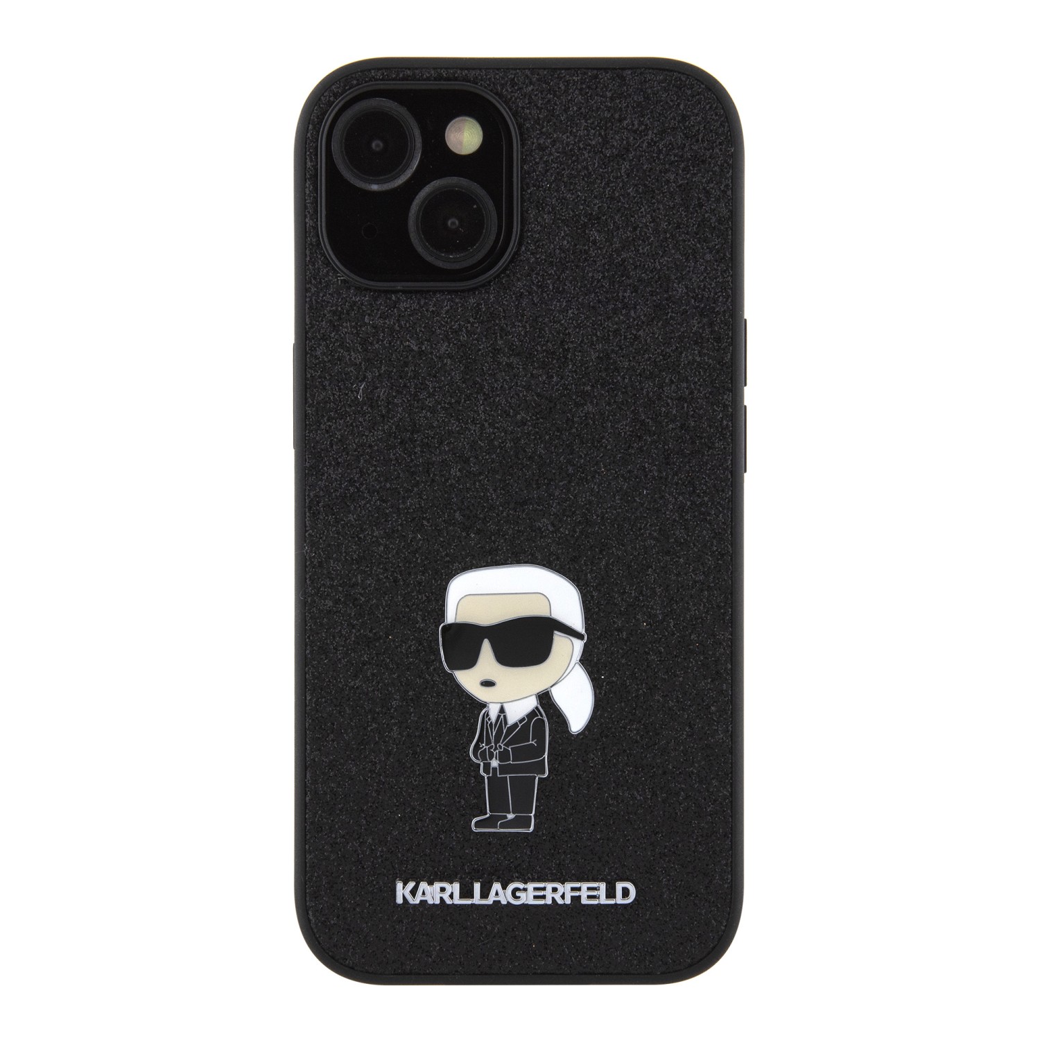 Zadní kryt Karl Lagerfeld Fixed Glitter Metal Ikonik pro Apple iPhone 15, černá