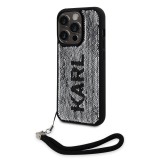 Karl Lagerfeld Sequins Reversible Zadní Kryt pro iPhone 15 Pro Black/Silver