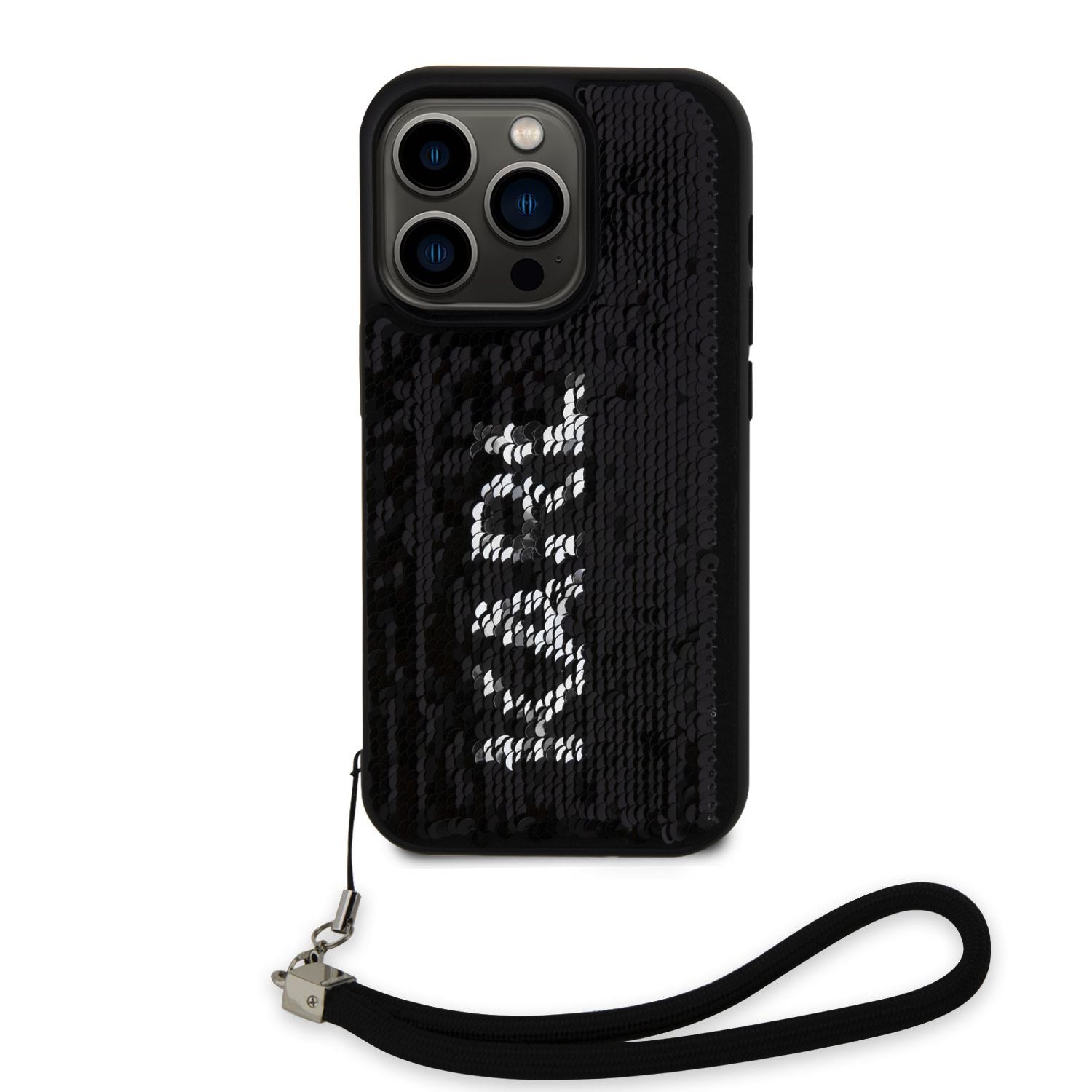 Karl Lagerfeld Sequins Reversible Zadní Kryt pro iPhone 15 Pro Black/Silver